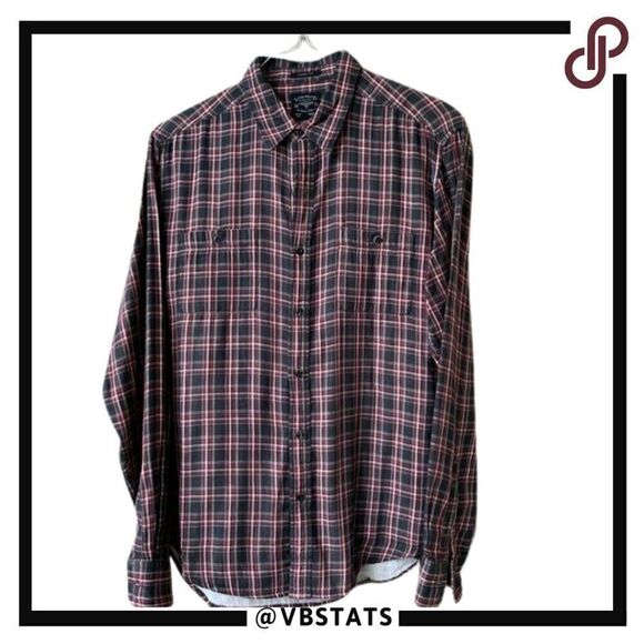 Medium Lucky Brand Red-Black LS Shirt - Picture 1 of 7